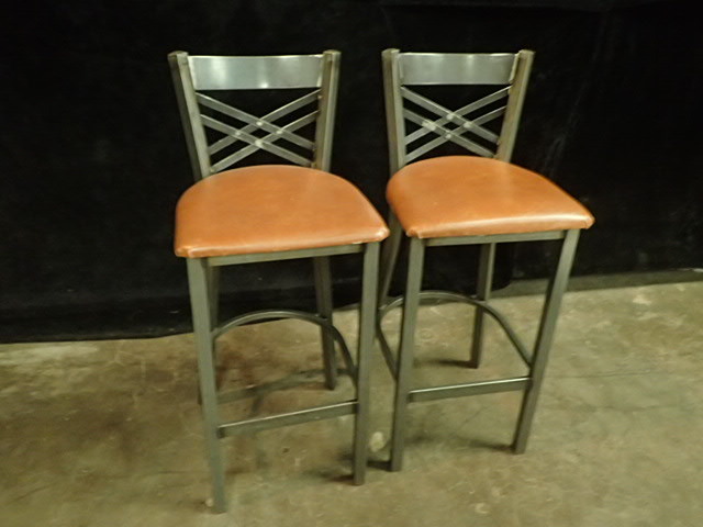 lot 121 image: Steel Framed Bar Height Chairs
