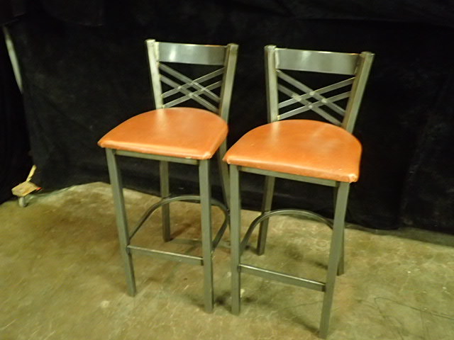lot 122 image: Steel Framed Bar Height Chairs