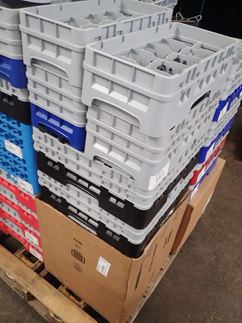 lot 152 image: Lot of (8) New Glass and Dish Racks