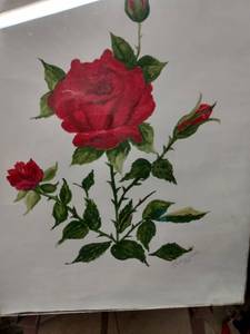 lot 4083 image: unframed painted rose signed dated 1991 18 and 12 in wide 22 in tall