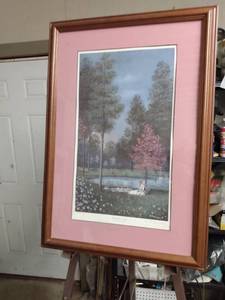 lot 4088 image: Framed print called rainbow lake Overton Park collection signed and numbered 39594777 by Louise Dunavant 18 and 12 in wide 26 and 12 in tall