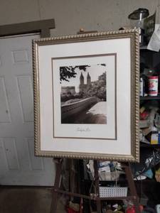 lot 4091 image: framed print called City footbridge III by Christopher Bliss 18 in wide 21 inches tall