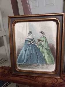lot 4096 image: framed picture of ladies matching lot 4095 9 in x 10 in