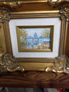 lot 4098 image: framed miniature painting 9 inches by 8 and 14 in