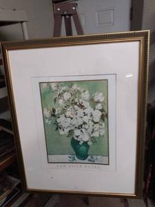 lot 4100 image: Framed Van Gogh roses 24 and a half inches by 30 and a half inches