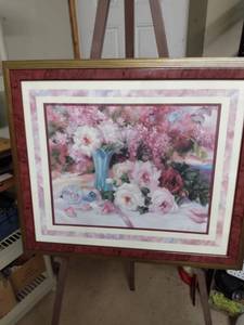lot 4107 image: framed floral 28 in by 24 in
