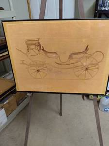 lot 4111 image: sepia print of a carriage 24 inches by 18 in