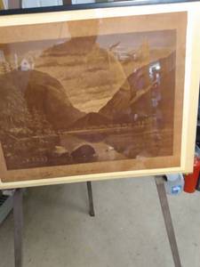 lot 4113 image: sepia print of lake and mountains 24 in x 18 in