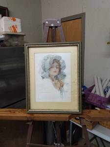 lot 4124 image: Vinny picture of lady in bonnet copyright 1911 by international magazine company 12 in wide 15 inches tall