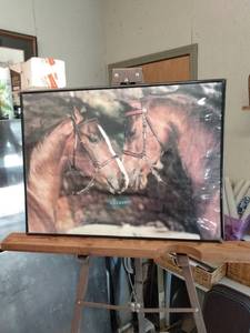 lot 4128 image: picture of two quarter horses 24 in wide 18 in tall