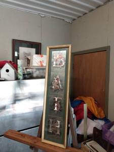 lot 4130 image: framed picture of cherubs spelling out the word bath 7 in wide 26 in tall