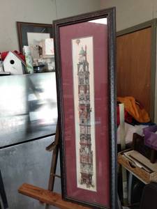 lot 4131 image: signed and numbered print Barb Holloway number 264  500 13 story building where hot air balloon 13 in wide 39 inches tall