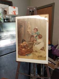 lot 4134 image: 1981 antique classic prints three-wheel girl 13 in wide 18 and a half inches tall