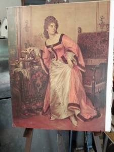 lot 4135 image: vintage print of Victorian lady 16-in wide 20-in tall