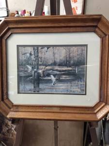lot 4142 image: framed picture called mallards and turkey 14 12 inches tall 18 in wide