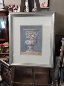 lot 4149 image: framed picture of vintage urn 12 and 12 in wide 15-in tall