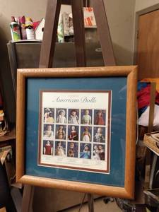 lot 4153 image: framed sheet 32 cent stamps classic American dolls 15 stamps total 11 in wide 11 inches tall