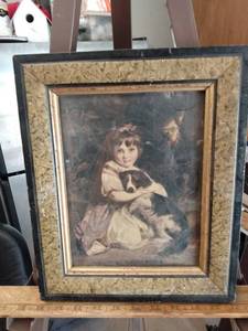 lot 4164 image: Framed print called Love me love my dog 10 inches wide 12 and a half inches tall