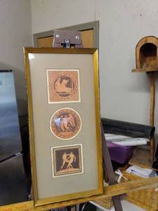 lot 4172 image: framed vintage pictures of Roman times 9 in wide 19 in tall