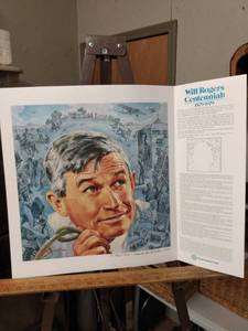 lot 4174 image: unframed Will Rogers centennial picture and bio perfect for framing 22in wide 17 in tall