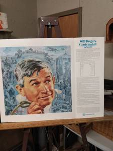 lot 4175 image: unframed Will Rogers centennial picture and bio good or framing 22in wide 17 in tall
