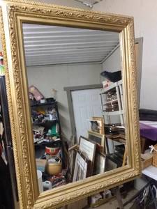 lot 4182 image: large framed mirror frame is ornate has a little damage on 35 in wide 46 in tall