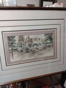 lot 4184 image: framed print of large beautiful home 42 in wide 34 in tall
