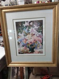 lot 4186 image: framed print called sienna still life I by Elizabeth j horning 28 and a half inches wide 32 and a half inches tall