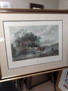 lot 4187 image: framed print called nearest way in summertime from the painting by Richard Ansdall this is a restrike engraving from the old plate etched by James t Wilmore for print as hand-colored and watercolor 44 inches wide 36 inches tall