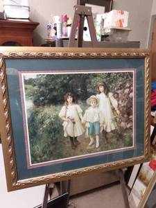 lot 4192 image: beautiful framed Victorian style picture 34 in wide 28-in tall