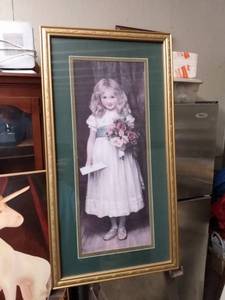 lot 4201 image: framed Victorian style print of little girl 12 and 12 in wide 23 and 12 in tall