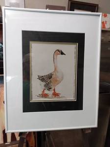 lot 4203 image: framed print of a goose 16 12-in wide 20 and 12 in tall