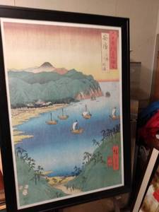 lot 4207 image: framed Oriental print of a bay 27 and 12 in wide 39 and 12 in tall