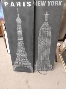 lot 4208 image: 2 pieces of wall art they are 14 in wide and 42 inches tall each