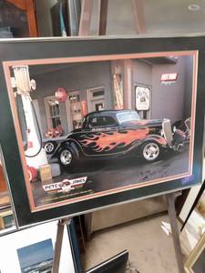 lot 4209 image: framed print of The California kid hot rod made for Pete and Jakes hot rod parts store peculiar Missouri 29 in wide 23 in tall
