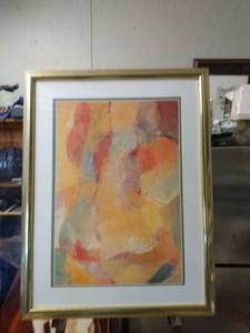lot 4223 image: framed print of abstract art 20 in wide 26 in tall