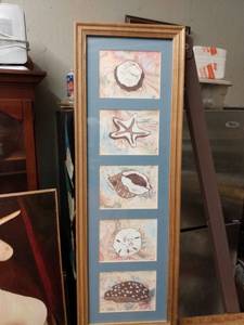 lot 4251 image: framed Batik of seashells signed and numbered 222000 by Barbara Rasa seven inches wide 21 inches tall