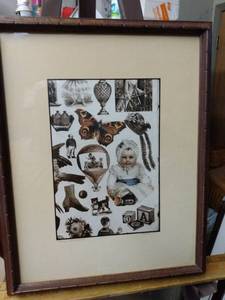 lot 4252 image: framed print called toys and things signed by Durfee 1974 12 in wide 16 in tall