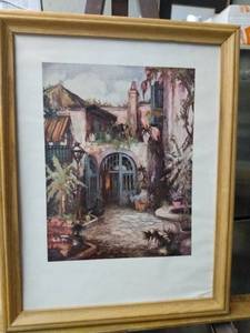 lot 4255 image: framed print of Mexican Villa front gate 13 12 in wide 17 12 in tall