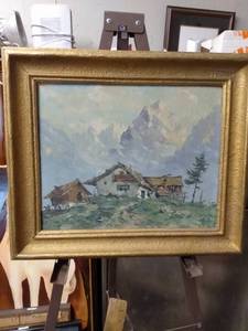 lot 4261 image: framed oil painting 21 inches wide 18 and 14 in tall