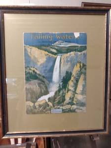 lot 4266 image: framed magazine cover called falling Waters of waters of Yosemite by Truax buy eclipse publishing company 18 and 12 in wide 21 and 12 in tall