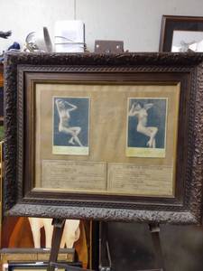 lot 4270 image: antique framed picture of Long Branch saloon Dodge City Kansas license for prostitution 23 and 12 in wide 19 12 in tall