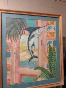 lot 4275 image: framed drawing called another one of those back door blues cannot make out artist dated 85 21 and 12 in wide 25 and 12 in tall