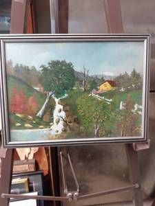 lot 4288 image: small framed vintage painting 11 34 in wide 8 and 34 in tall