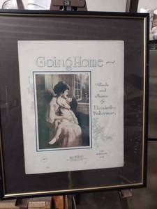 lot 4290 image: framed vintage music 16 in wide 19 in tall