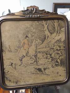lot 4292 image: antique framed tapestry has some frame damage 20 and 12 in wide 22 12 in tall