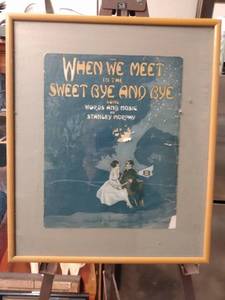lot 4293 image: framed antique music 16 inches wide 19 in tall
