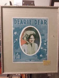 lot 4295 image: framed antique music 16 and 34 inches wide 19 and 12 in tall