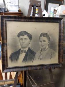 lot 4298 image: framed antique portrait of couple 19 and 12 in wide 16 12 in tall