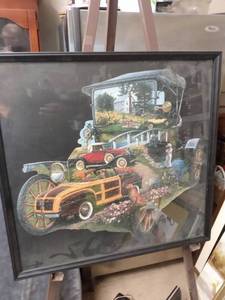 lot 4305 image: framed puzzle of a model T 24 and 12 in wide 23 and 12 in tall
